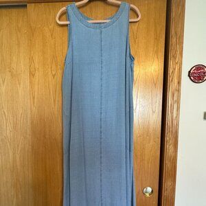EUC J JILL SLEEVELESS BLUE PINSTRIPED DRESS SIZE LARGE